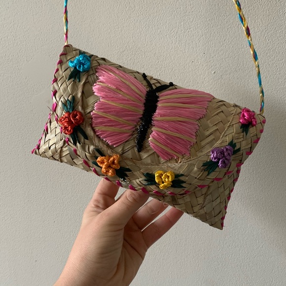 Bags Vtg Butterfly Novelty Straw Embroidered Bag A1 Poshmark